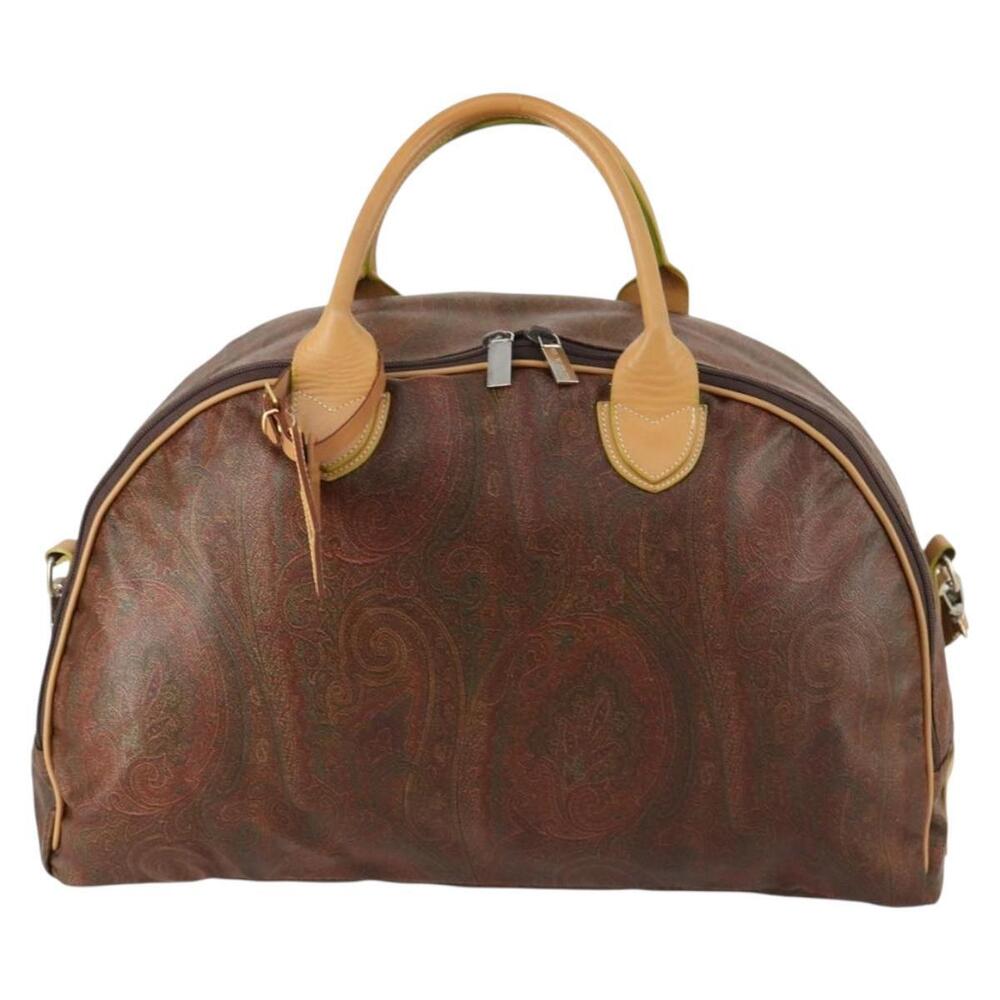 ETRO Paisley Boston Bag PVC 2way Bordeaux Gold Auth am10241 - Picture 13 of 16